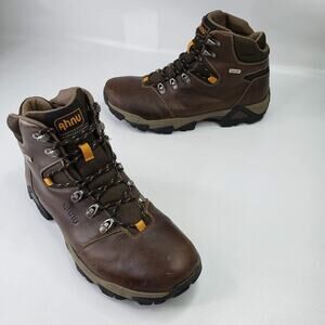 AHNU Boots Mens Size 13 Brown Leather Mendocino Hiking Trail Lace Up Shoe